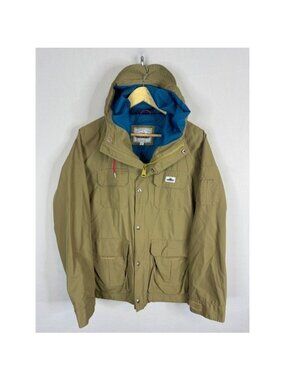 Penfield Mens Nylon Mountain Hooded Utility Jacket Tan Blue Size M